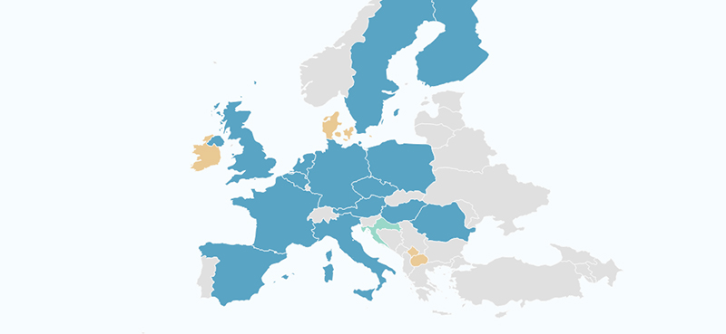 Interaktivt hotmap-kort med information om fjernvarme i Europa