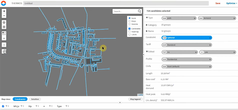 Thermos software for modelling heating and cooling network systems and optimal design